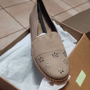Trotters Taupe Floral Perforated Slip-On Loafer